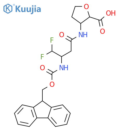 3-3-({(9H-fluoren-9-yl)methoxycarbonyl}amino)-4,4-difluorobutanamidooxolane-2-carboxylic acid structure