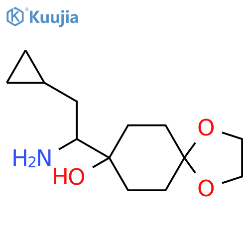 8-(1-amino-2-cyclopropylethyl)-1,4-dioxaspiro4.5decan-8-ol structure