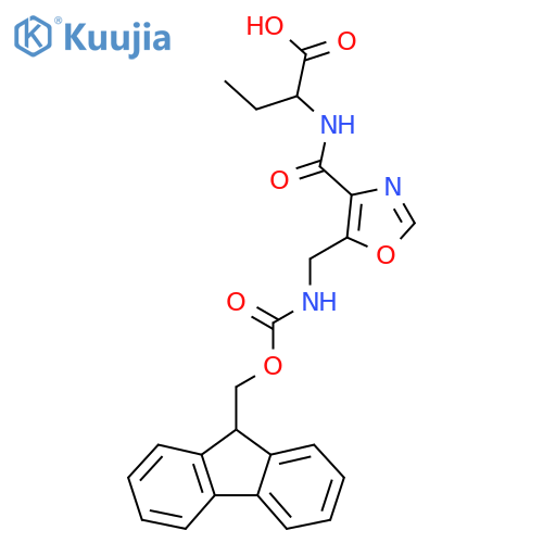 2-({5-({(9H-fluoren-9-yl)methoxycarbonyl}amino)methyl-1,3-oxazol-4-yl}formamido)butanoic acid structure