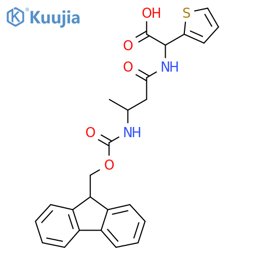 2-3-({(9H-fluoren-9-yl)methoxycarbonyl}amino)butanamido-2-(thiophen-2-yl)acetic acid structure