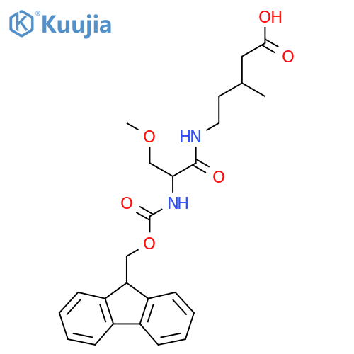 5-2-({(9H-fluoren-9-yl)methoxycarbonyl}amino)-3-methoxypropanamido-3-methylpentanoic acid structure