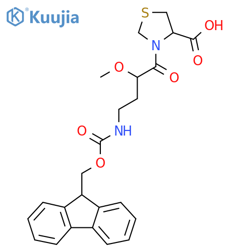 3-4-({(9H-fluoren-9-yl)methoxycarbonyl}amino)-2-methoxybutanoyl-1,3-thiazolidine-4-carboxylic acid structure