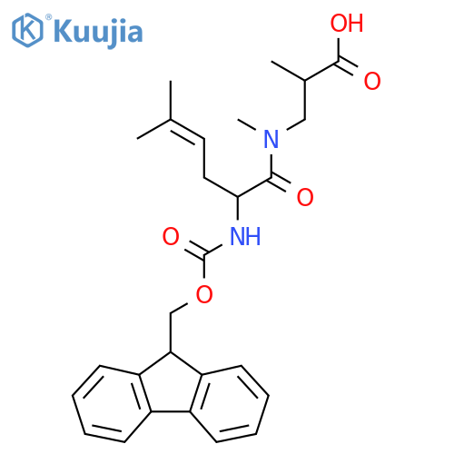 3-2-({(9H-fluoren-9-yl)methoxycarbonyl}amino)-N,5-dimethylhex-4-enamido-2-methylpropanoic acid structure
