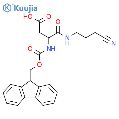 3-(3-cyanopropyl)carbamoyl-3-({(9H-fluoren-9-yl)methoxycarbonyl}amino)propanoic acid structure