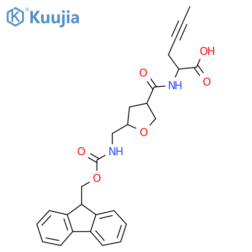 2-({5-({(9H-fluoren-9-yl)methoxycarbonyl}amino)methyloxolan-3-yl}formamido)hex-4-ynoic acid structure