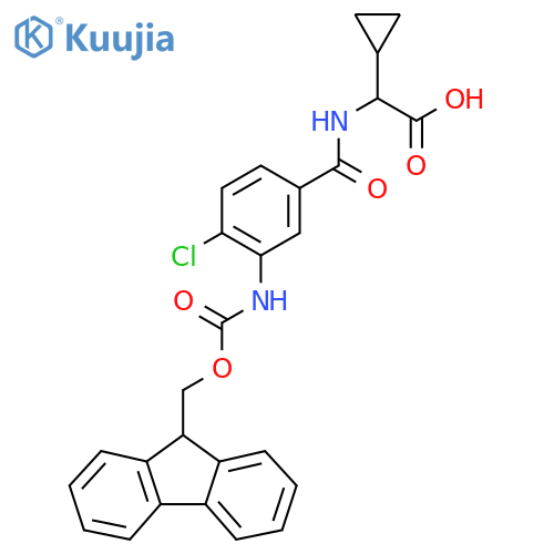 2-{4-chloro-3-({(9H-fluoren-9-yl)methoxycarbonyl}amino)phenylformamido}-2-cyclopropylacetic acid structure