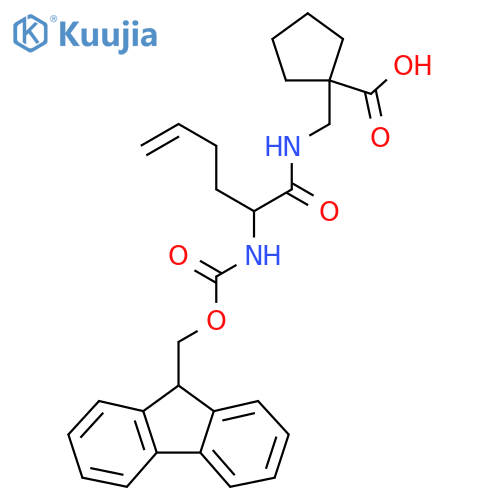 1-{2-({(9H-fluoren-9-yl)methoxycarbonyl}amino)hex-5-enamidomethyl}cyclopentane-1-carboxylic acid structure
