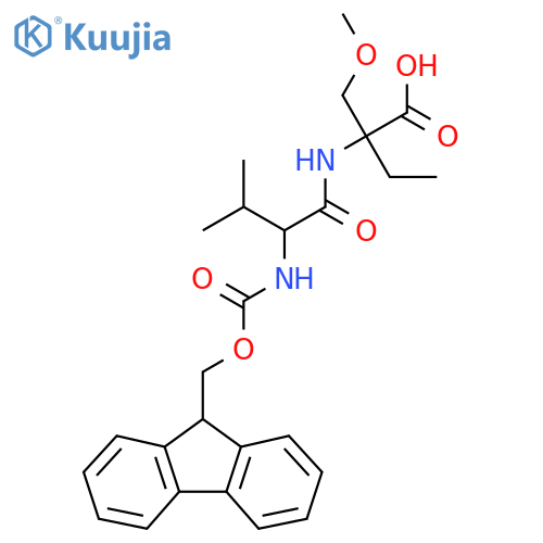 2-2-({(9H-fluoren-9-yl)methoxycarbonyl}amino)-3-methylbutanamido-2-(methoxymethyl)butanoic acid structure