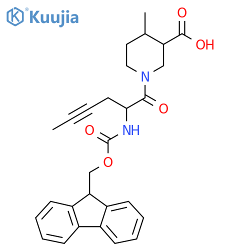 1-2-({(9H-fluoren-9-yl)methoxycarbonyl}amino)hex-4-ynoyl-4-methylpiperidine-3-carboxylic acid structure