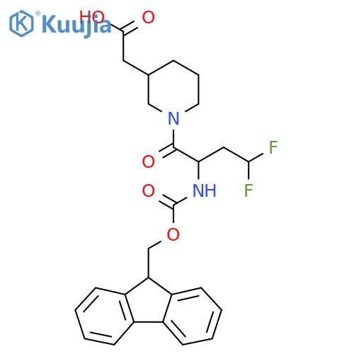 2-{1-2-({(9H-fluoren-9-yl)methoxycarbonyl}amino)-4,4-difluorobutanoylpiperidin-3-yl}acetic acid structure
