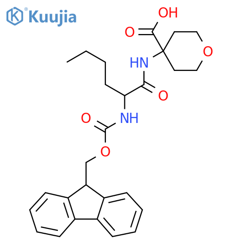 4-2-({(9H-fluoren-9-yl)methoxycarbonyl}amino)hexanamidooxane-4-carboxylic acid structure