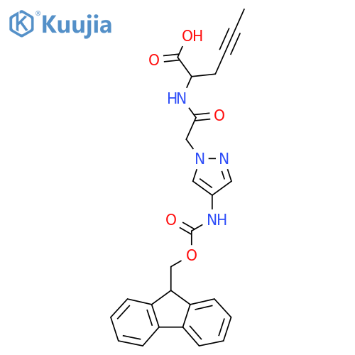 2-{2-4-({(9H-fluoren-9-yl)methoxycarbonyl}amino)-1H-pyrazol-1-ylacetamido}hex-4-ynoic acid structure