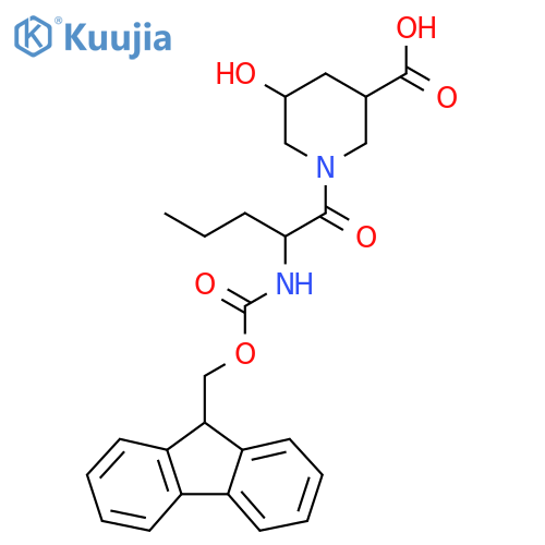 1-2-({(9H-fluoren-9-yl)methoxycarbonyl}amino)pentanoyl-5-hydroxypiperidine-3-carboxylic acid structure