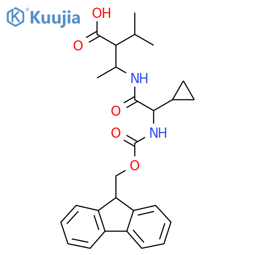 3-2-cyclopropyl-2-({(9H-fluoren-9-yl)methoxycarbonyl}amino)acetamido-2-(propan-2-yl)butanoic acid structure