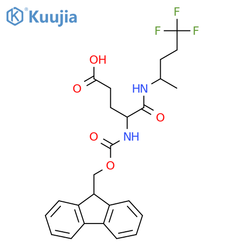 4-({(9H-fluoren-9-yl)methoxycarbonyl}amino)-4-(5,5,5-trifluoropentan-2-yl)carbamoylbutanoic acid structure