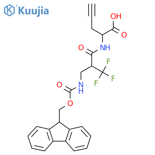 2-{2-({(9H-fluoren-9-yl)methoxycarbonyl}amino)methyl-3,3,3-trifluoropropanamido}pent-4-ynoic acid structure