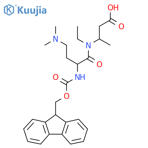 3-4-(dimethylamino)-N-ethyl-2-({(9H-fluoren-9-yl)methoxycarbonyl}amino)butanamidobutanoic acid structure