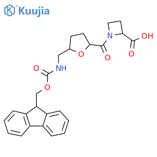 1-{5-({(9H-fluoren-9-yl)methoxycarbonyl}amino)methyloxolane-2-carbonyl}azetidine-2-carboxylic acid structure