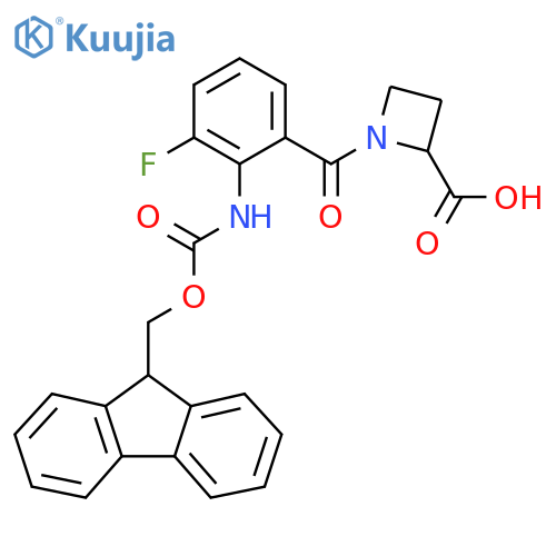 1-2-({(9H-fluoren-9-yl)methoxycarbonyl}amino)-3-fluorobenzoylazetidine-2-carboxylic acid structure