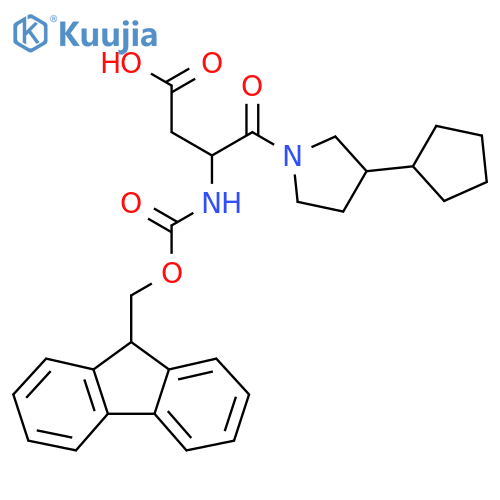 4-(3-cyclopentylpyrrolidin-1-yl)-3-({(9H-fluoren-9-yl)methoxycarbonyl}amino)-4-oxobutanoic acid structure