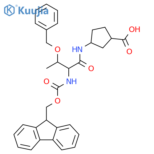 3-3-(benzyloxy)-2-({(9H-fluoren-9-yl)methoxycarbonyl}amino)butanamidocyclopentane-1-carboxylic acid structure