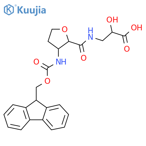 3-{3-({(9H-fluoren-9-yl)methoxycarbonyl}amino)oxolan-2-ylformamido}-2-hydroxypropanoic acid structure