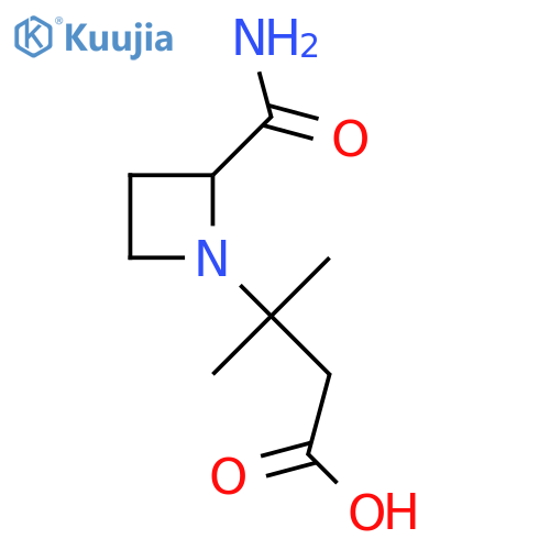 3-(2-carbamoylazetidin-1-yl)-3-methylbutanoic acid structure