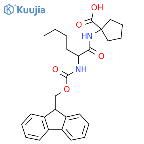 1-2-({(9H-fluoren-9-yl)methoxycarbonyl}amino)hexanamidocyclopentane-1-carboxylic acid structure