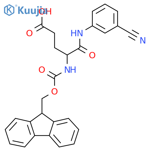 4-(3-cyanophenyl)carbamoyl-4-({(9H-fluoren-9-yl)methoxycarbonyl}amino)butanoic acid structure