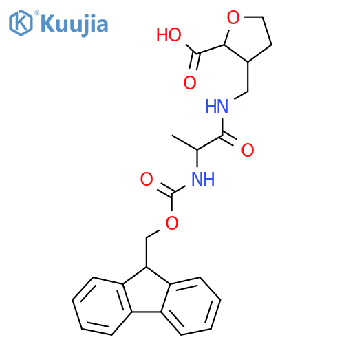 3-{2-({(9H-fluoren-9-yl)methoxycarbonyl}amino)propanamidomethyl}oxolane-2-carboxylic acid structure