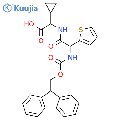 2-cyclopropyl-2-2-({(9H-fluoren-9-yl)methoxycarbonyl}amino)-2-(thiophen-2-yl)acetamidoacetic acid structure