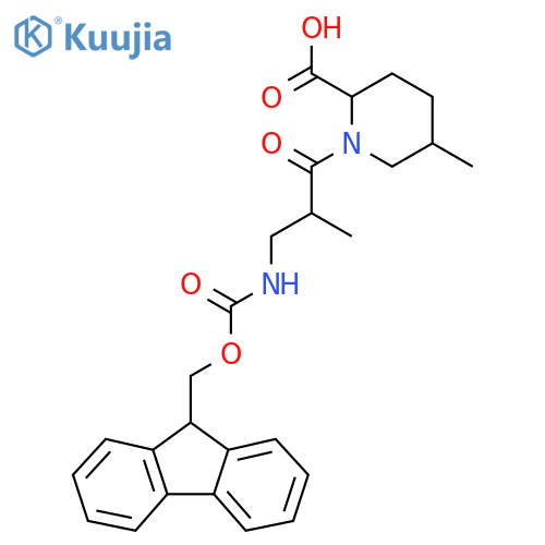 1-3-({(9H-fluoren-9-yl)methoxycarbonyl}amino)-2-methylpropanoyl-5-methylpiperidine-2-carboxylic acid structure