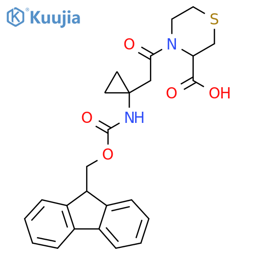4-{2-1-({(9H-fluoren-9-yl)methoxycarbonyl}amino)cyclopropylacetyl}thiomorpholine-3-carboxylic acid structure