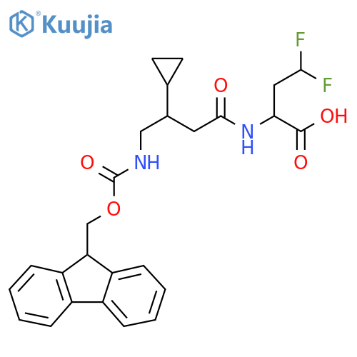 2-3-cyclopropyl-4-({(9H-fluoren-9-yl)methoxycarbonyl}amino)butanamido-4,4-difluorobutanoic acid structure
