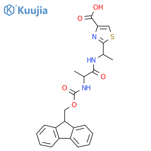 2-{1-2-({(9H-fluoren-9-yl)methoxycarbonyl}amino)propanamidoethyl}-1,3-thiazole-4-carboxylic acid structure
