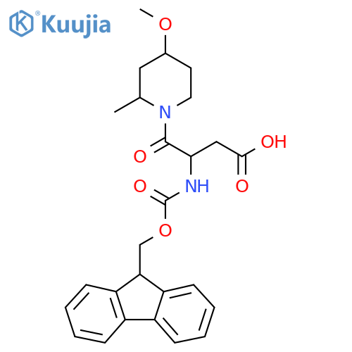 3-({(9H-fluoren-9-yl)methoxycarbonyl}amino)-4-(4-methoxy-2-methylpiperidin-1-yl)-4-oxobutanoic acid structure