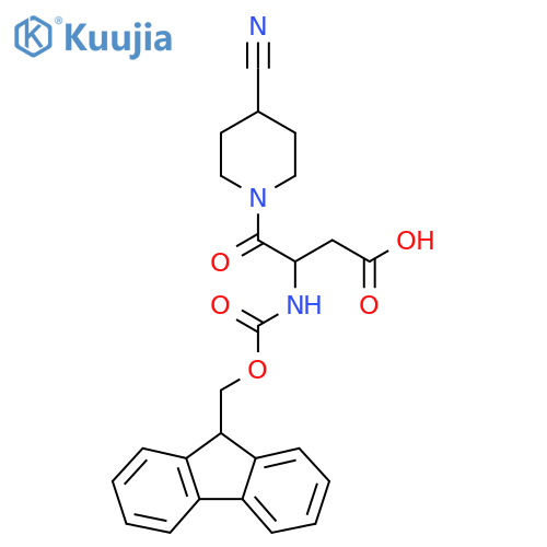 4-(4-cyanopiperidin-1-yl)-3-({(9H-fluoren-9-yl)methoxycarbonyl}amino)-4-oxobutanoic acid structure