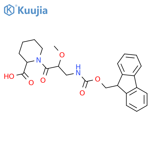 1-3-({(9H-fluoren-9-yl)methoxycarbonyl}amino)-2-methoxypropanoylpiperidine-2-carboxylic acid structure