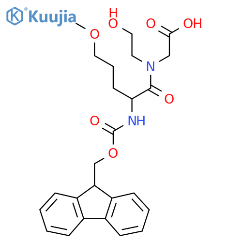 2-2-({(9H-fluoren-9-yl)methoxycarbonyl}amino)-N-(2-hydroxyethyl)-5-methoxypentanamidoacetic acid structure