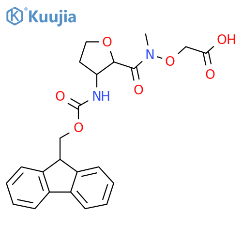 2-({1-3-({(9H-fluoren-9-yl)methoxycarbonyl}amino)oxolan-2-yl-N-methylformamido}oxy)acetic acid structure