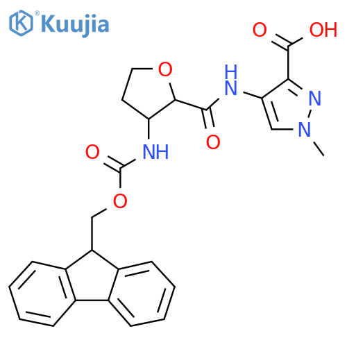 4-3-({(9H-fluoren-9-yl)methoxycarbonyl}amino)oxolane-2-amido-1-methyl-1H-pyrazole-3-carboxylic acid structure