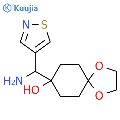 8-amino(1,2-thiazol-4-yl)methyl-1,4-dioxaspiro4.5decan-8-ol structure