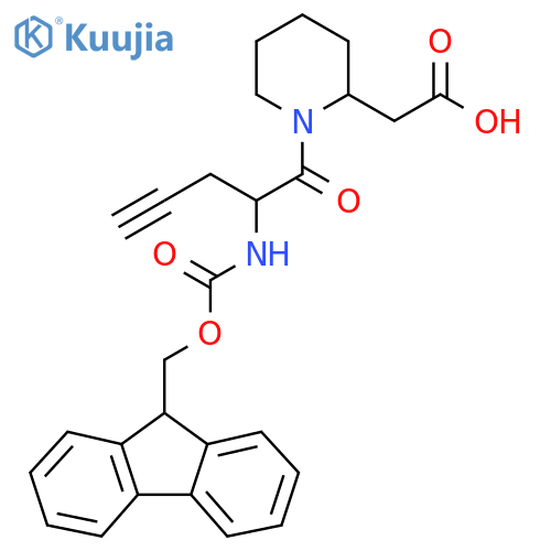 2-{1-2-({(9H-fluoren-9-yl)methoxycarbonyl}amino)pent-4-ynoylpiperidin-2-yl}acetic acid structure