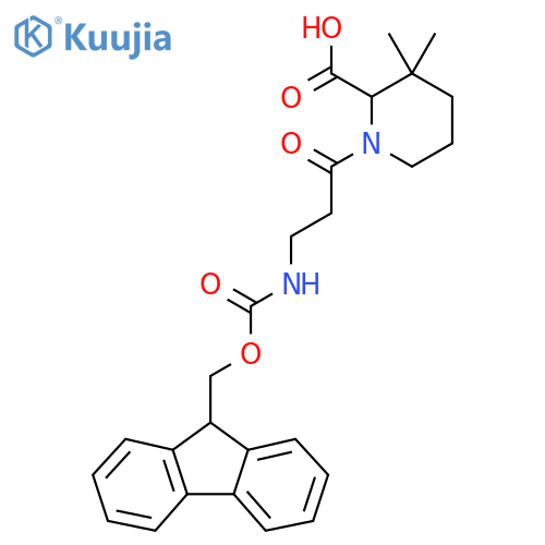 1-3-({(9H-fluoren-9-yl)methoxycarbonyl}amino)propanoyl-3,3-dimethylpiperidine-2-carboxylic acid structure