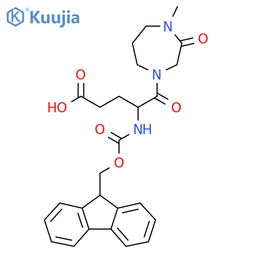 4-({(9H-fluoren-9-yl)methoxycarbonyl}amino)-5-(4-methyl-3-oxo-1,4-diazepan-1-yl)-5-oxopentanoic acid structure