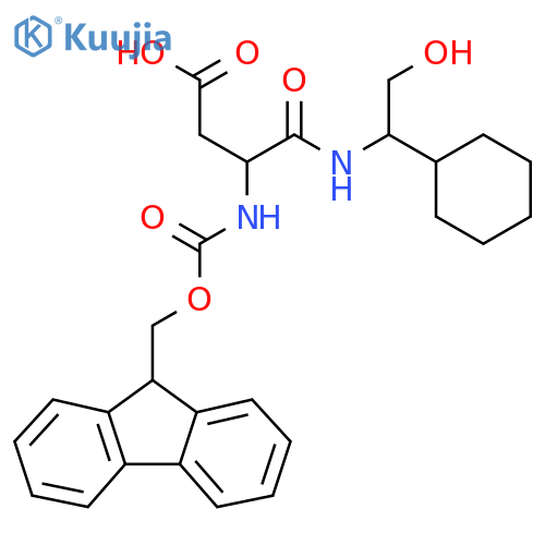3-(1-cyclohexyl-2-hydroxyethyl)carbamoyl-3-({(9H-fluoren-9-yl)methoxycarbonyl}amino)propanoic acid structure