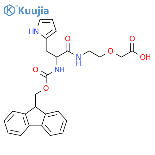 2-{2-2-({(9H-fluoren-9-yl)methoxycarbonyl}amino)-3-(1H-pyrrol-2-yl)propanamidoethoxy}acetic acid structure