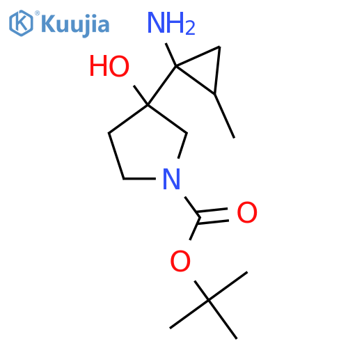 tert-butyl 3-(1-amino-2-methylcyclopropyl)-3-hydroxypyrrolidine-1-carboxylate structure