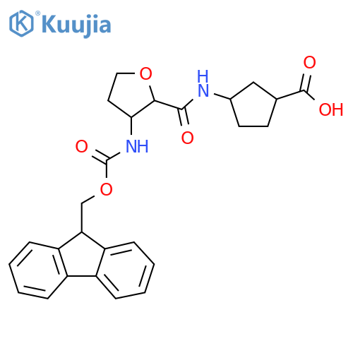 3-3-({(9H-fluoren-9-yl)methoxycarbonyl}amino)oxolane-2-amidocyclopentane-1-carboxylic acid structure