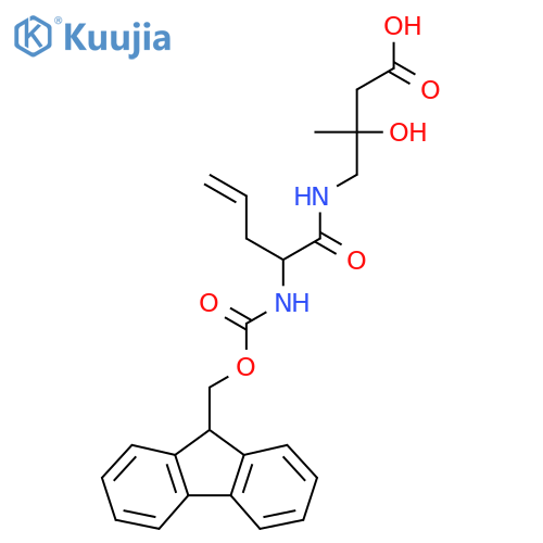 4-2-({(9H-fluoren-9-yl)methoxycarbonyl}amino)pent-4-enamido-3-hydroxy-3-methylbutanoic acid structure